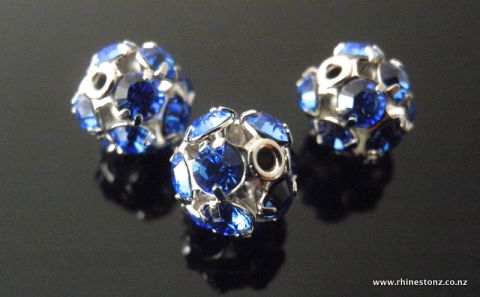 Swarovski Diamante Bead Sapphire/Rhodium 8mm